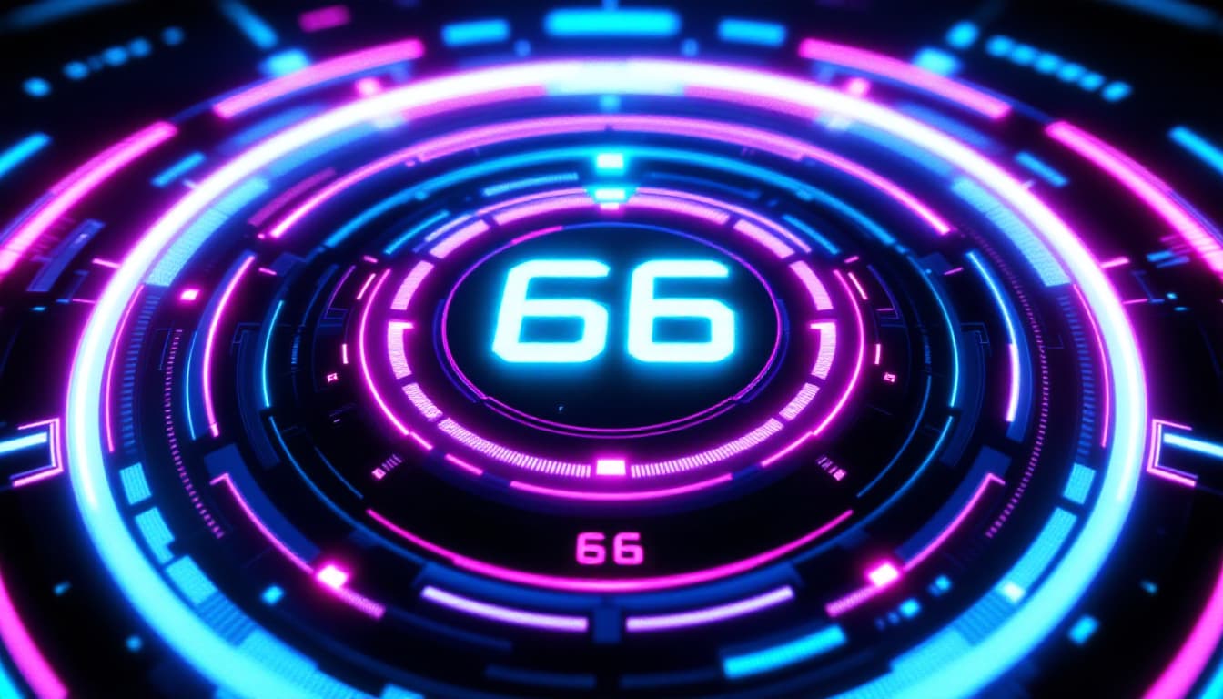 AI generated: A futuristic digital interface featuring a glowing circular HUD (Heads-Up Display) design. The main ...