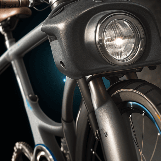 AI generated: bike light, close up, photorealistic detailing, holotone printing, stark and unfiltered, metallic fi...