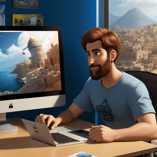 AI generated: 4K poster for a Pixar and Disney animated film called "Photoshop", released in 2024, about Israel, g...