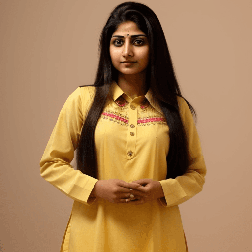 AI generated: a punjabi woman, with long hair in punjabi suit