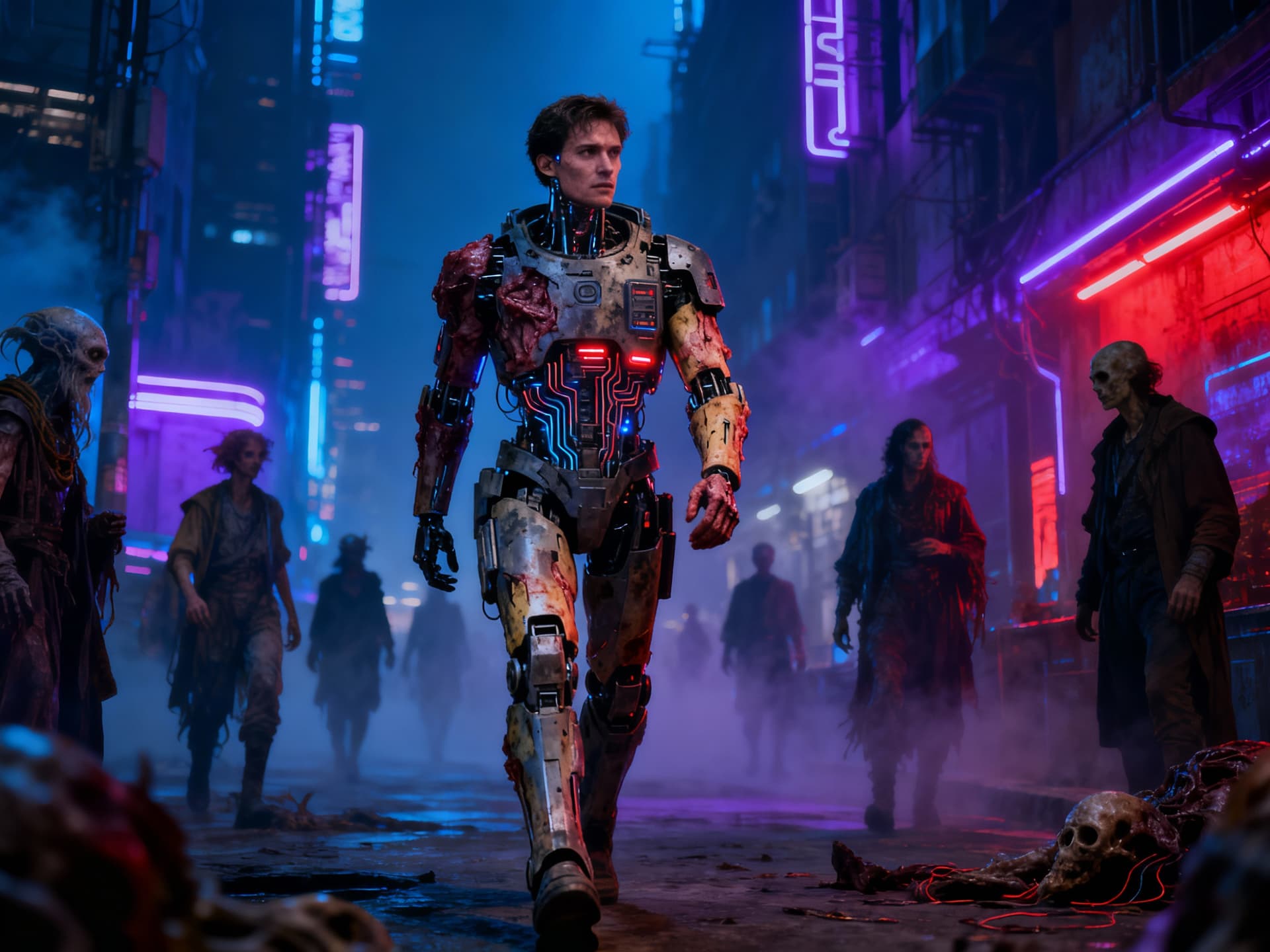 AI generated: Create an emotional dramatic dystopian image based on the movie Blade Runner. The image depicts a ba...