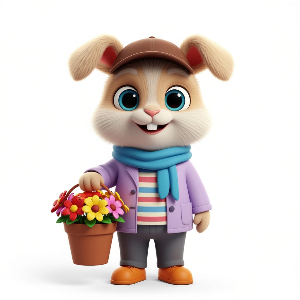 AI generated: A cute cartoon dog character, full body, standing pose, big round expressive eyes, friendly smiling ...