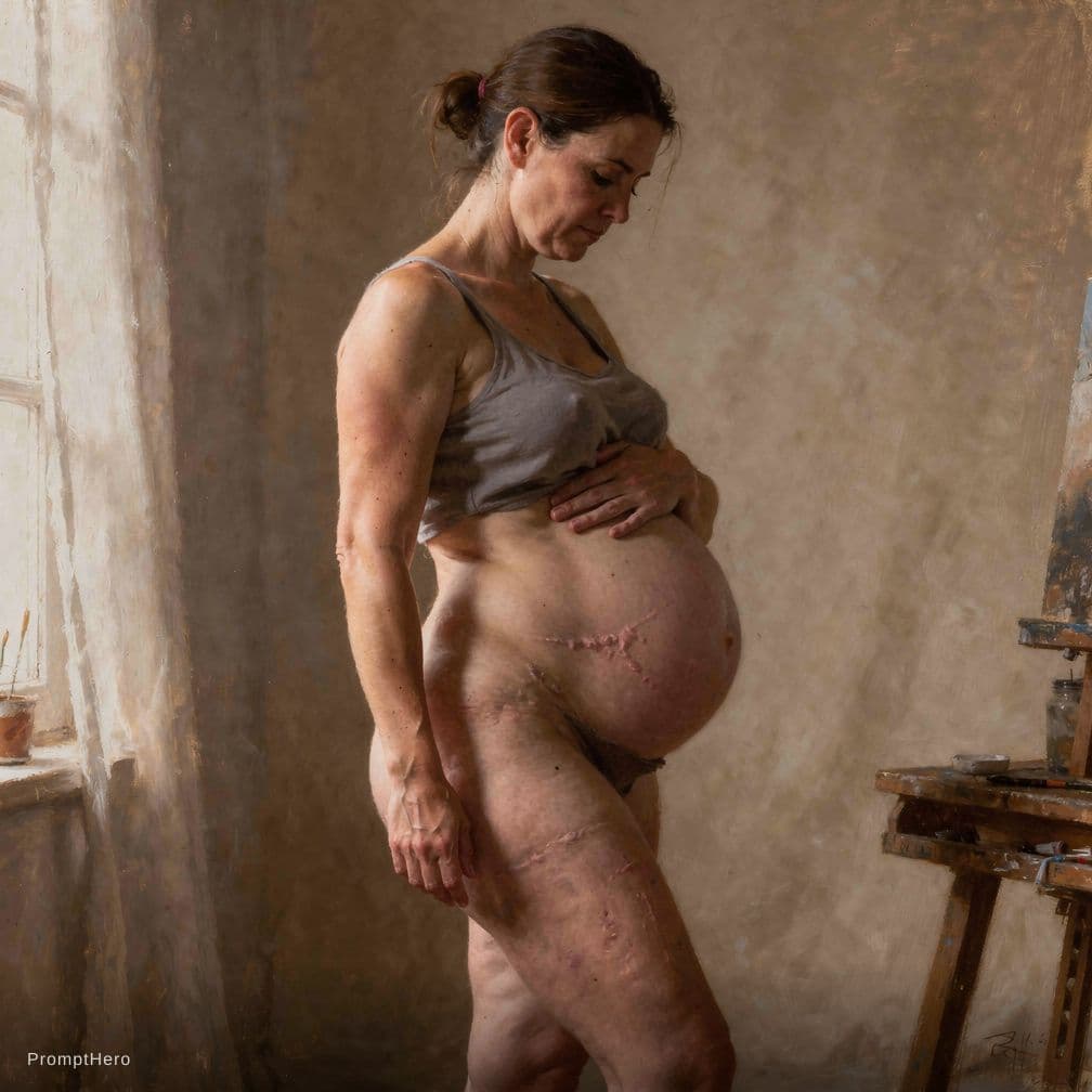 AI generated: Naked pregant
