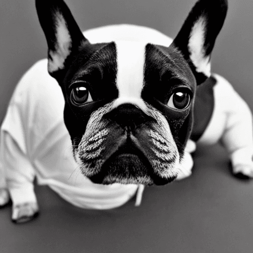 AI generated: close-up full body, cute little French Bulldog in the moon, (expressive deep set [symmetrical eyes],...