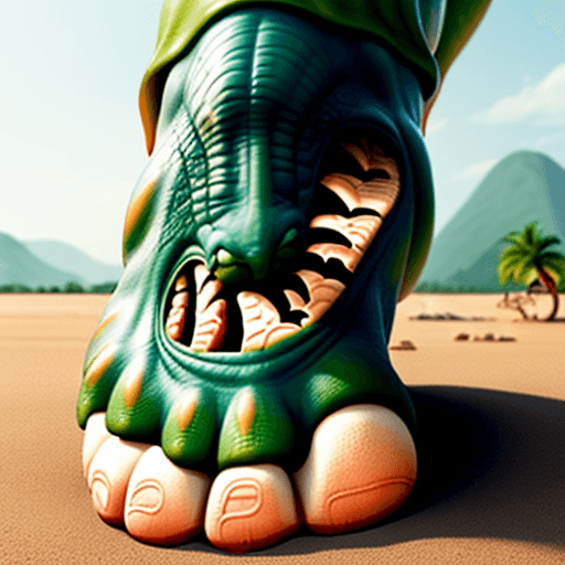 AI generated: a human foot that looks like a dinosaur's foot