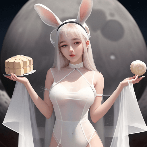 AI generated: The 22 year old 22 year old with rabbit ears on her head who is fully clothed in a sheer white dress...
