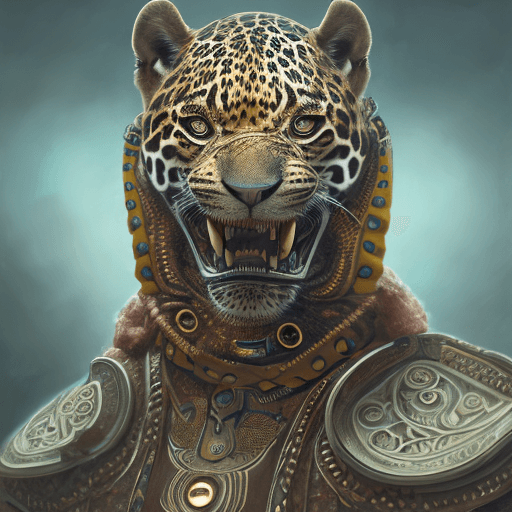 AI generated: An Jaguar man dressed in a 19th century costume, smiled, symmetrical facial features, front game car...