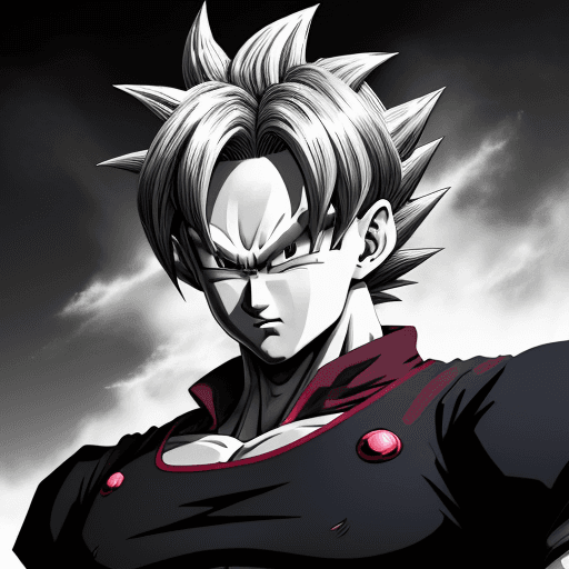 AI generated: dragon ball art, in the style of solarization effect, dark red and gray, uhd image, charming anime c...