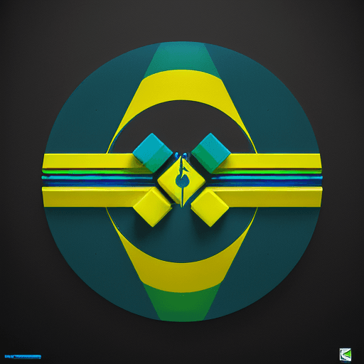 AI generated: abstract logo simple, brilliant balanced colors: blue, green, yellow, tecnnology, futuristic, base t...