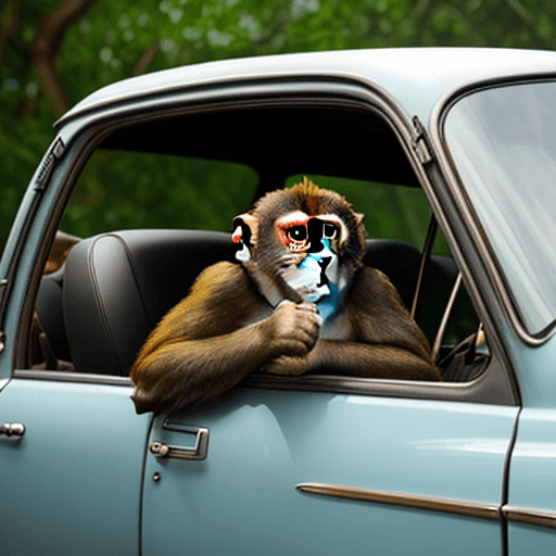 AI generated: A monkey in a car