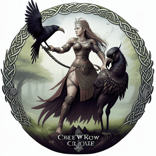 AI generated: Celtic warrior queen with her crow under the tree of life