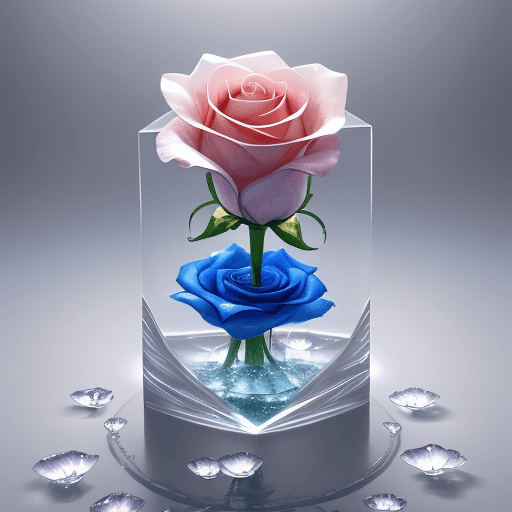 AI generated: A rose made of water, crystal clear and very creative, each petal is made of water, high-definition,...