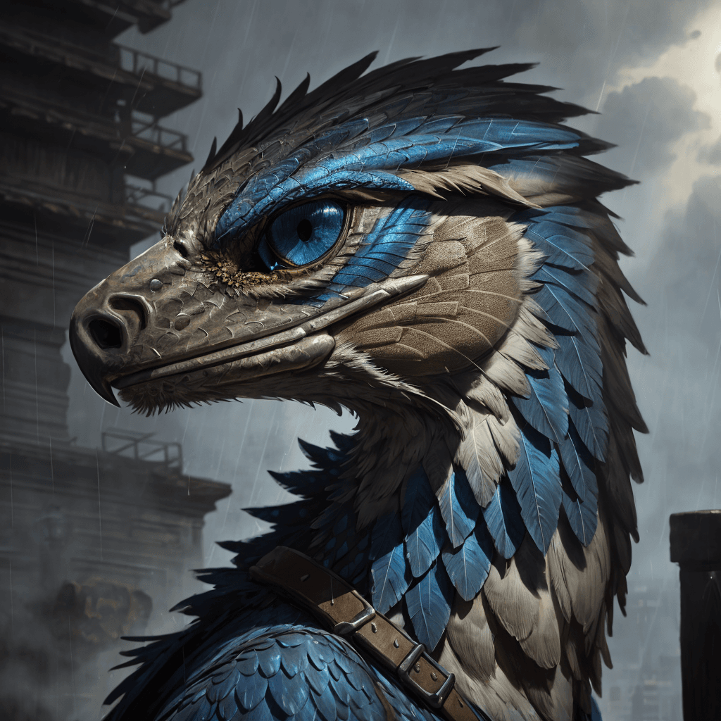 AI generated: A single raptor posing on the streets of new york, (masterpiece), 8k, detailed eyes, detailed scales...