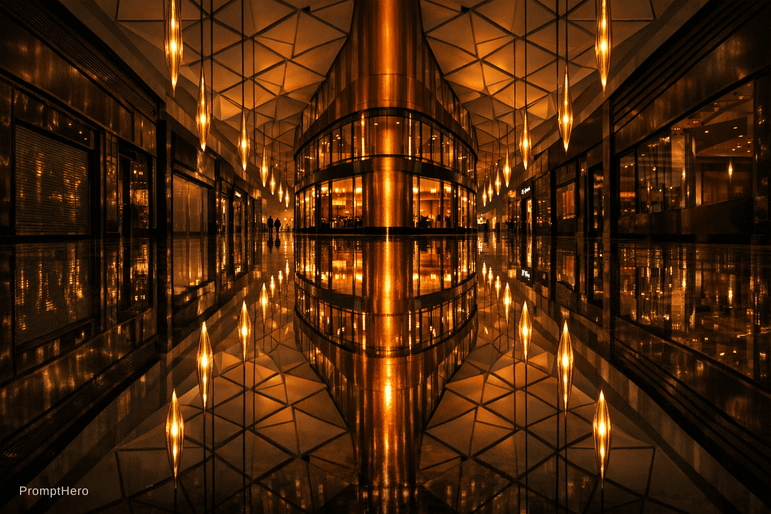 AI generated: A wide moody interior shot of the Victoria Gate mall space during what appears to be a still, silent...