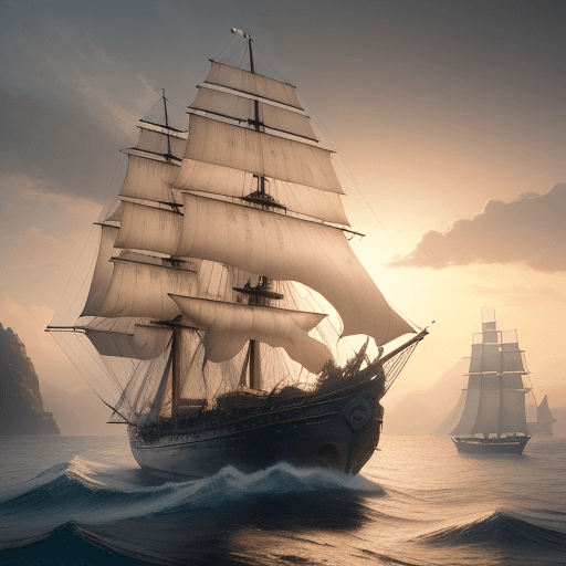 AI generated: Photo of a ultra realistic sailing ship, dramatic light, pale sunrise, cinematic lighting, battered,...
