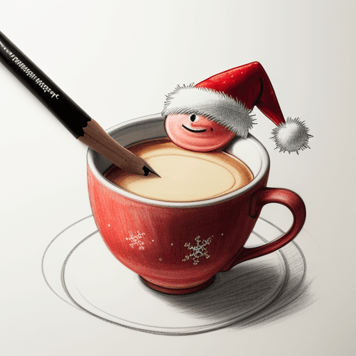 AI generated: detailed drawing of a cup wearing a Christmas hat
