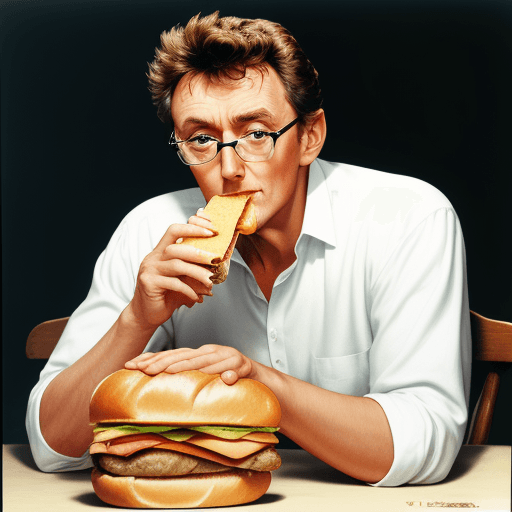 AI generated: Jimmy Dean eating a sandwich
