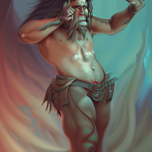 AI generated: Full body image, a tall half orc man barbarian young, echo knight with his echo behind,in the style ...