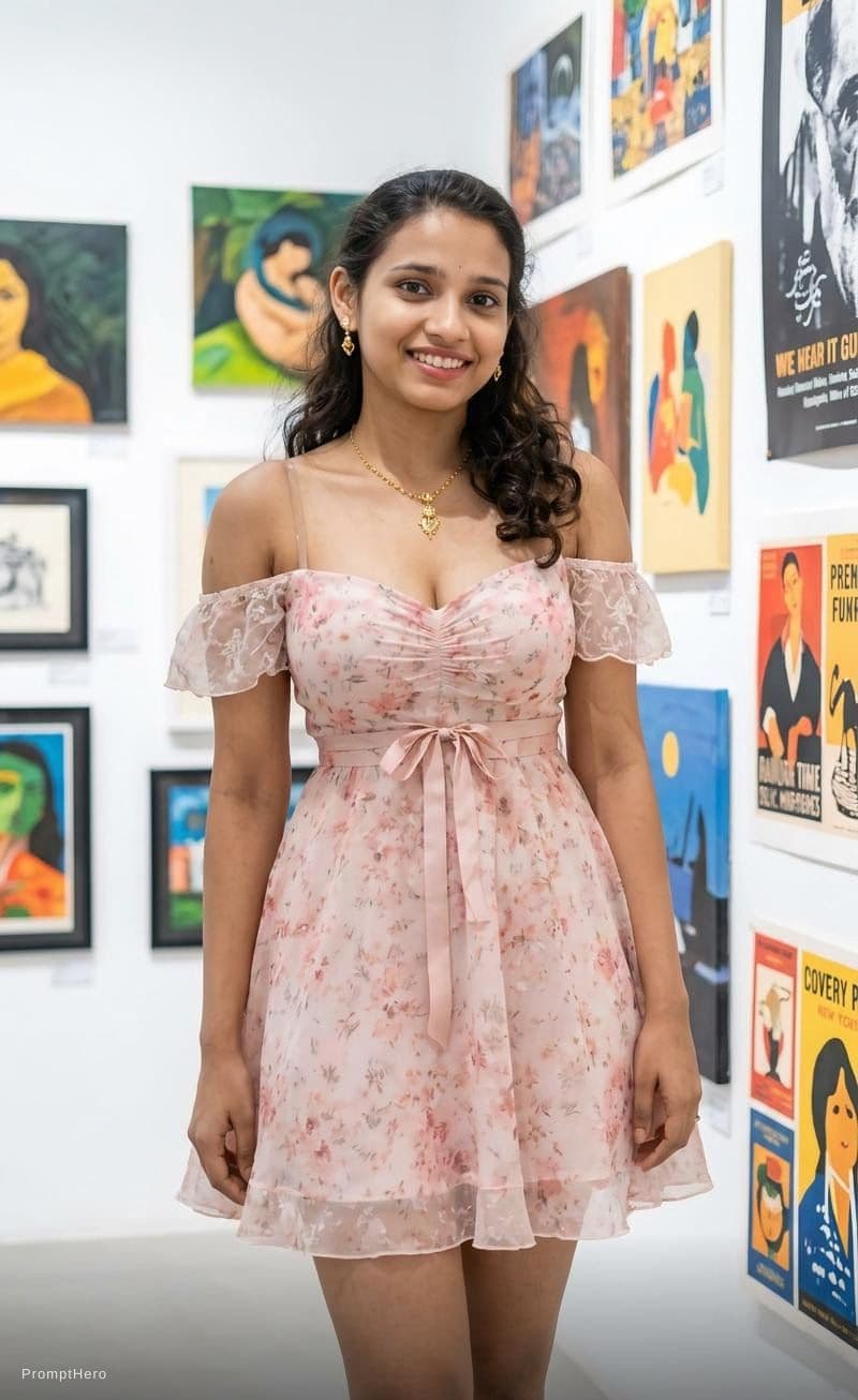 AI generated: Ultra-realistic 8K HD photography with skin detail. The image shows a young woman standing in front ...