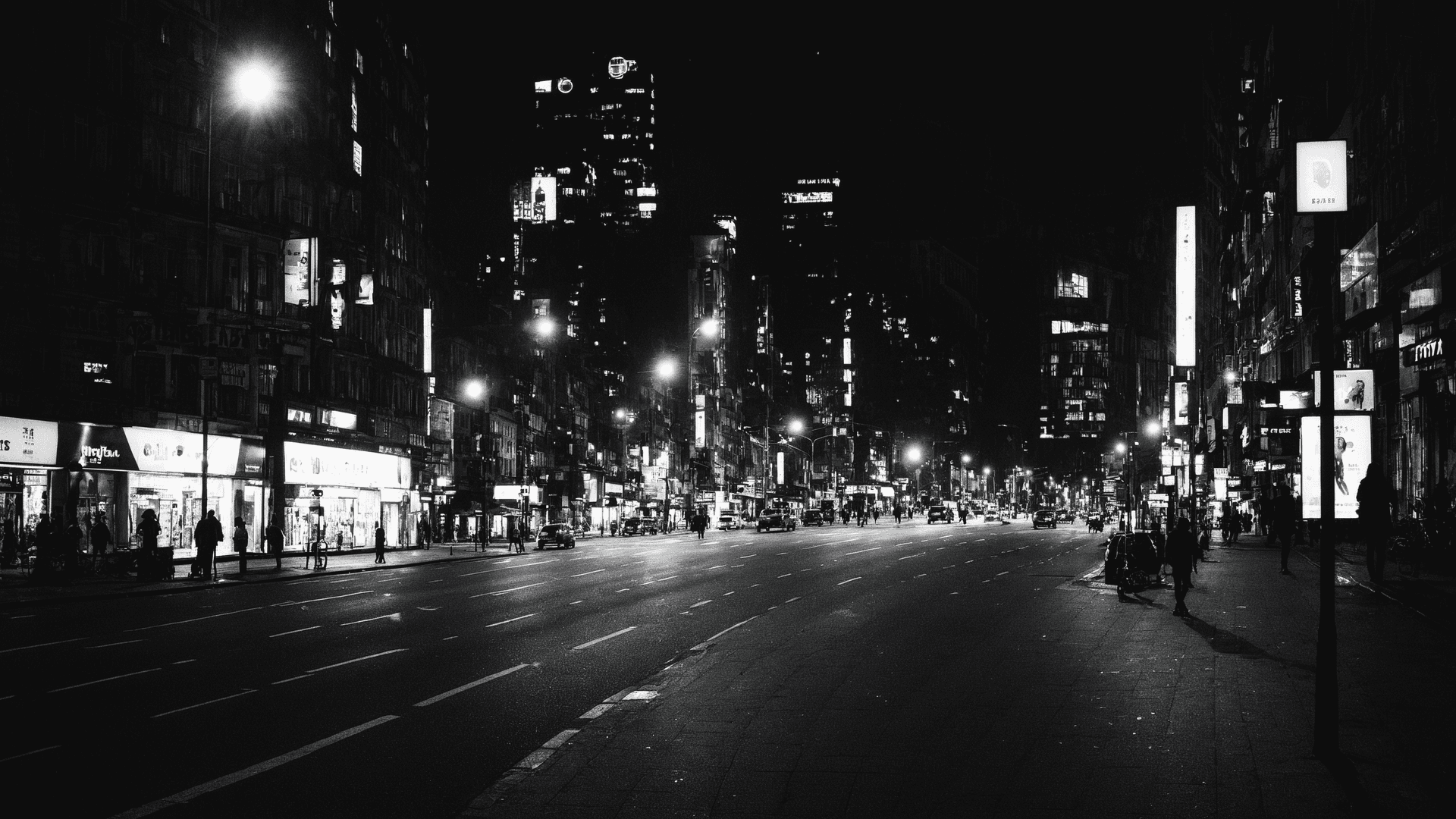 AI generated: street photo. city at night