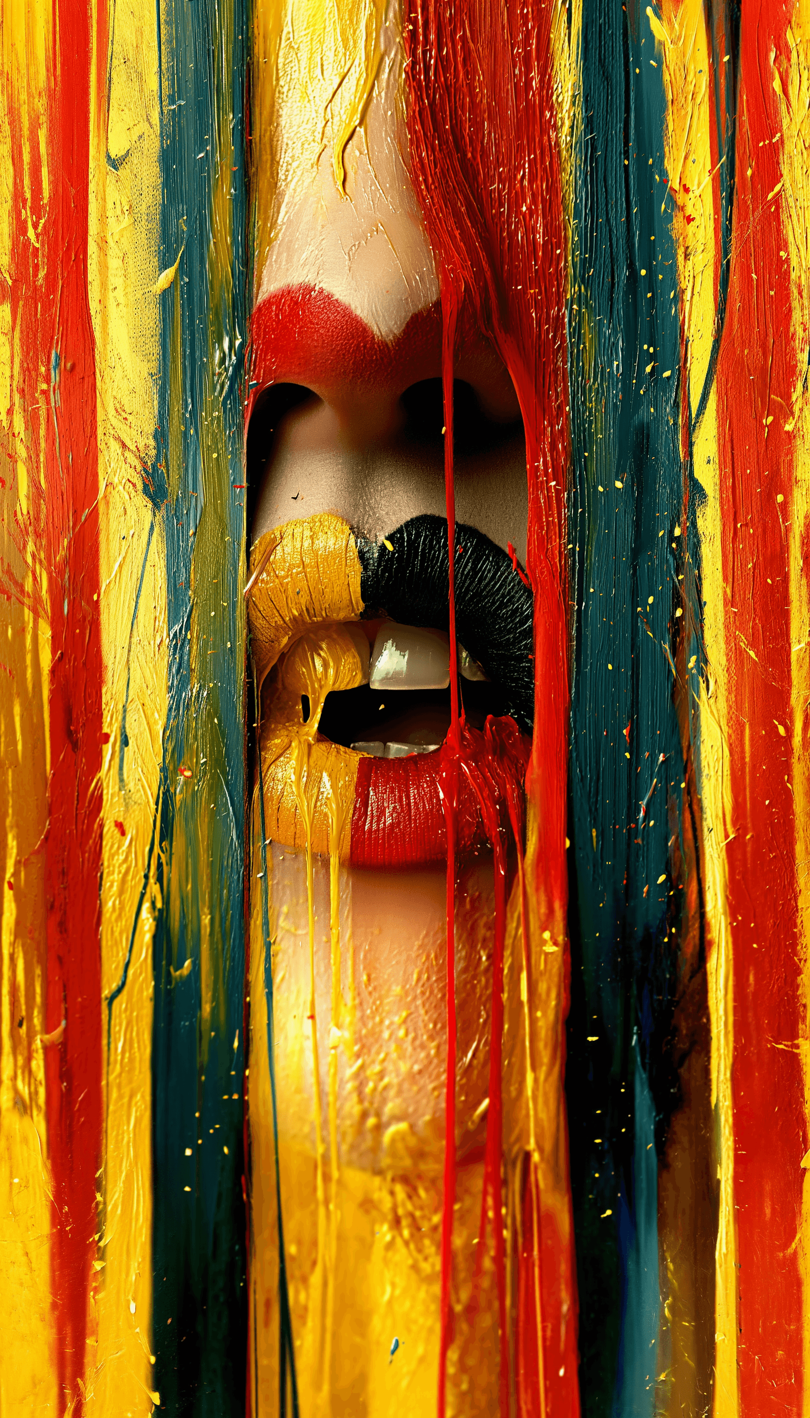 AI generated: Surrealistic painting of acid trip in the mind of schizophrenic patient. In the style of abstract ex...