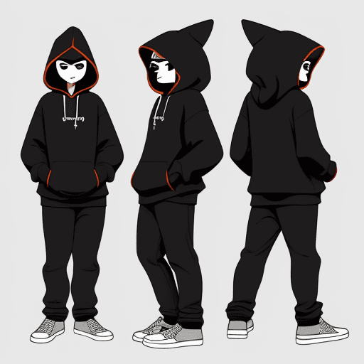 AI generated: Create, A character wearing hoodie, simple, vector, flat design, doodle style