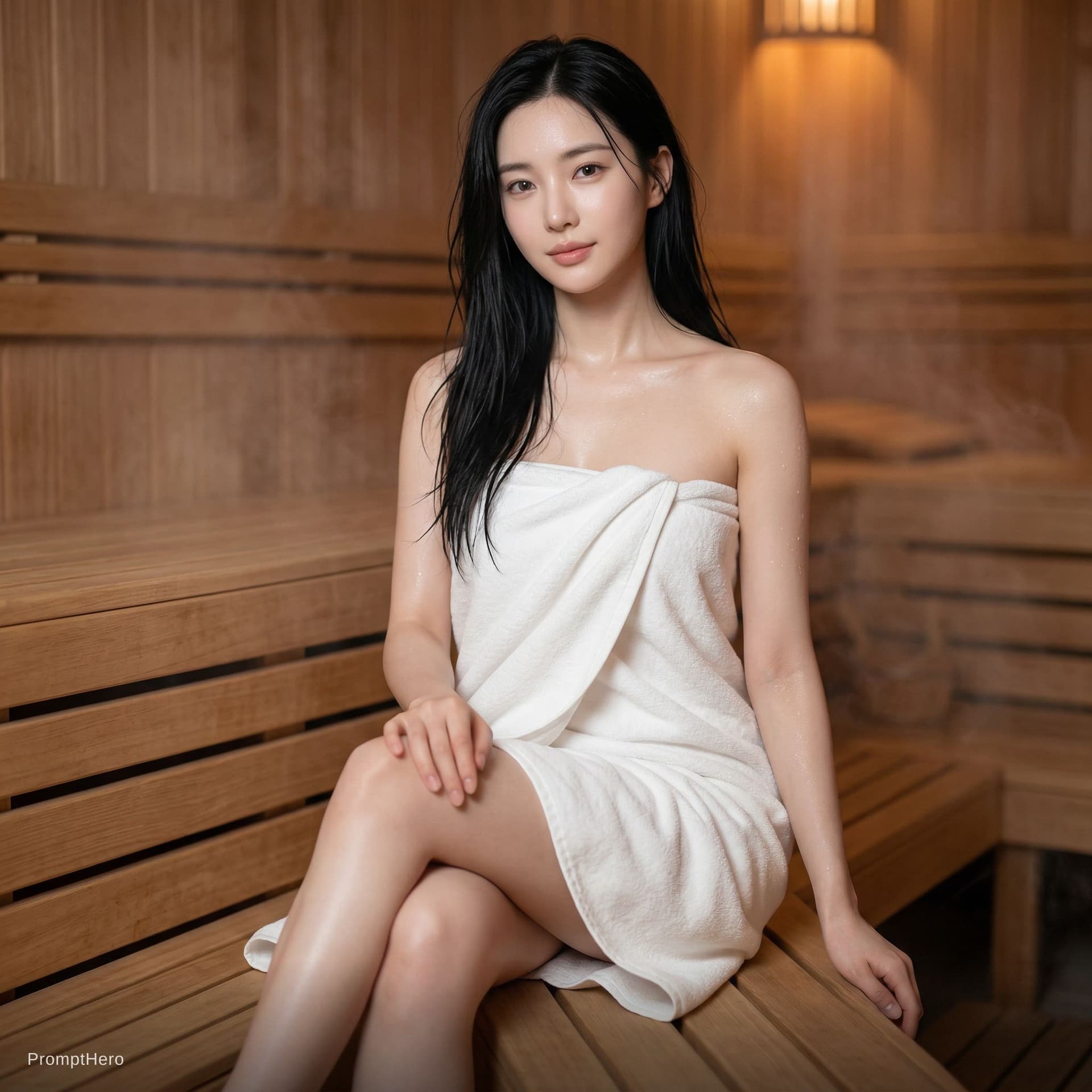 AI generated: {
  "prompt": "Photorealistic full-body portrait of a stunning woman with graceful hourglass proport...