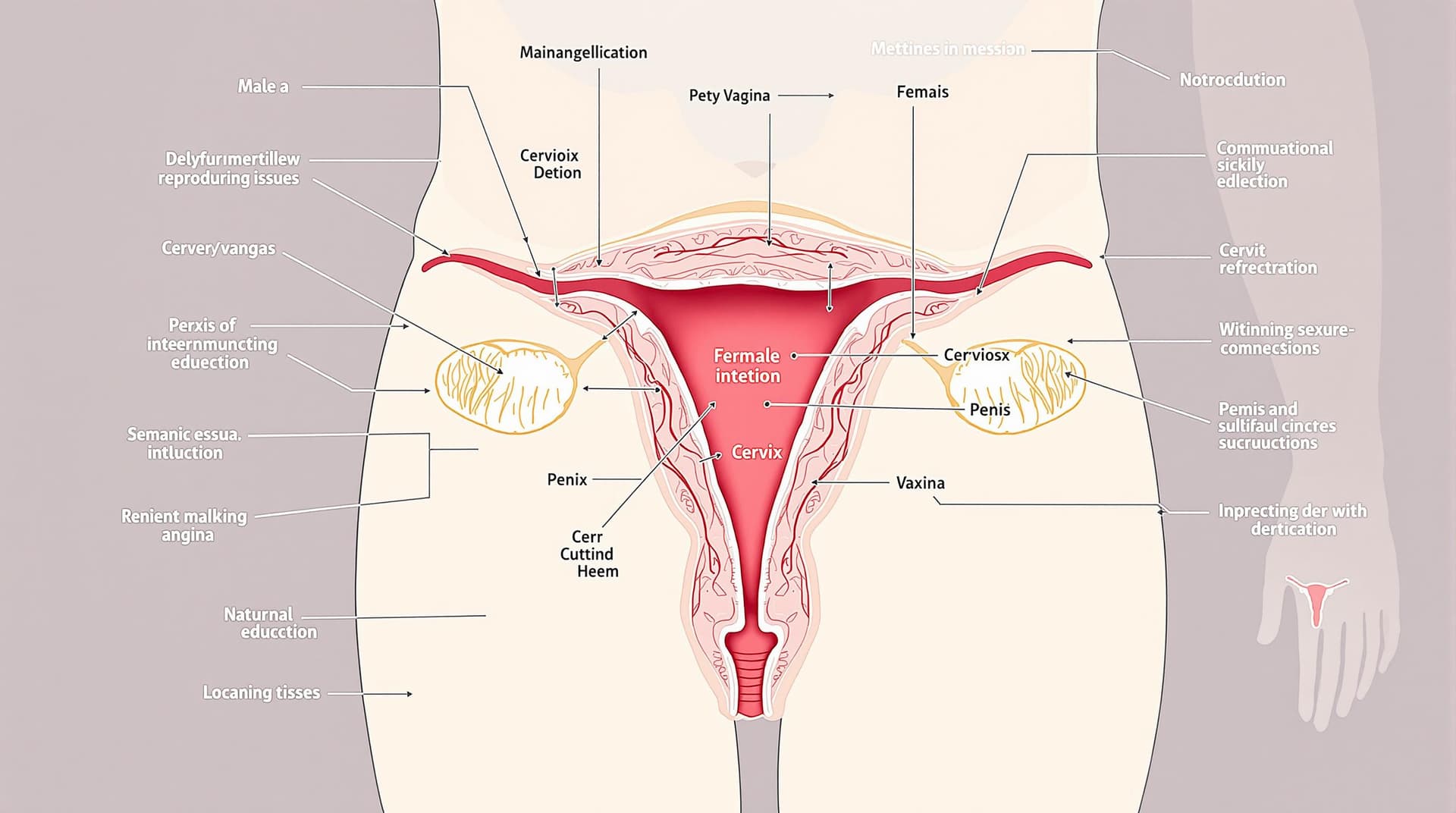 AI generated: **Description for image:**  
“An educational anatomical diagram showing the interaction of the male ...