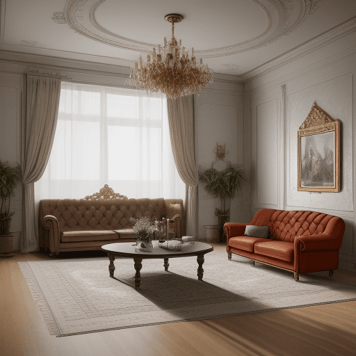 AI generated: interior design of the big leaving room, modern, Ukrainian style

