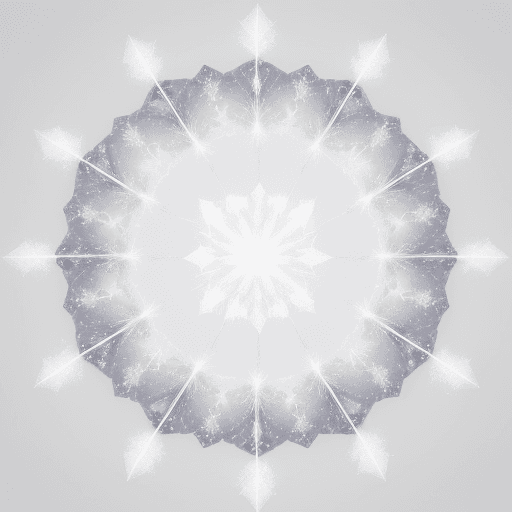 AI generated: a full white and ethereal background with a crystallized circle floating in the middle of the screen...