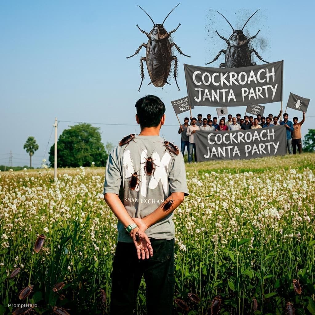 AI generated: Cockroach janta party