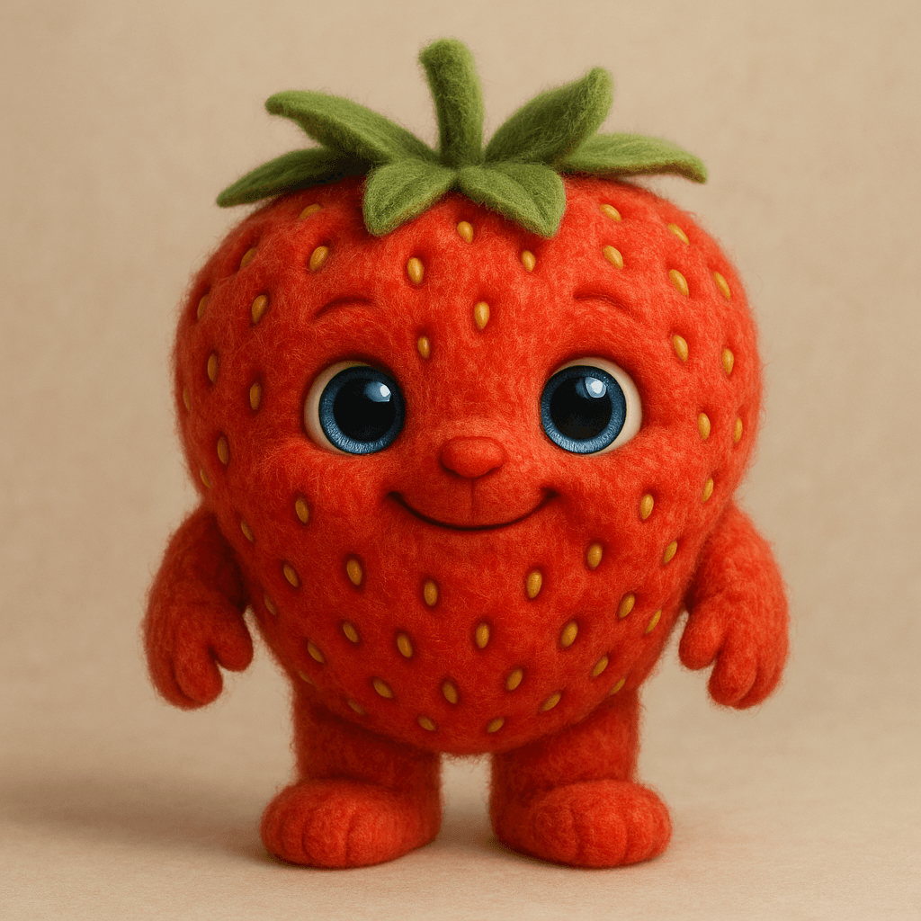 AI generated: Create a high-resolution, realistic-style character of an anthropomorphic strawberry character with ...