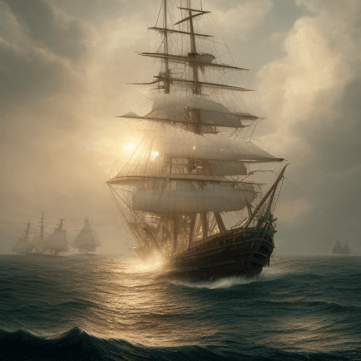 AI generated: Photo of a ultra realistic sailing ship, dramatic light, pale sunrise, cinematic lighting, battered,...
