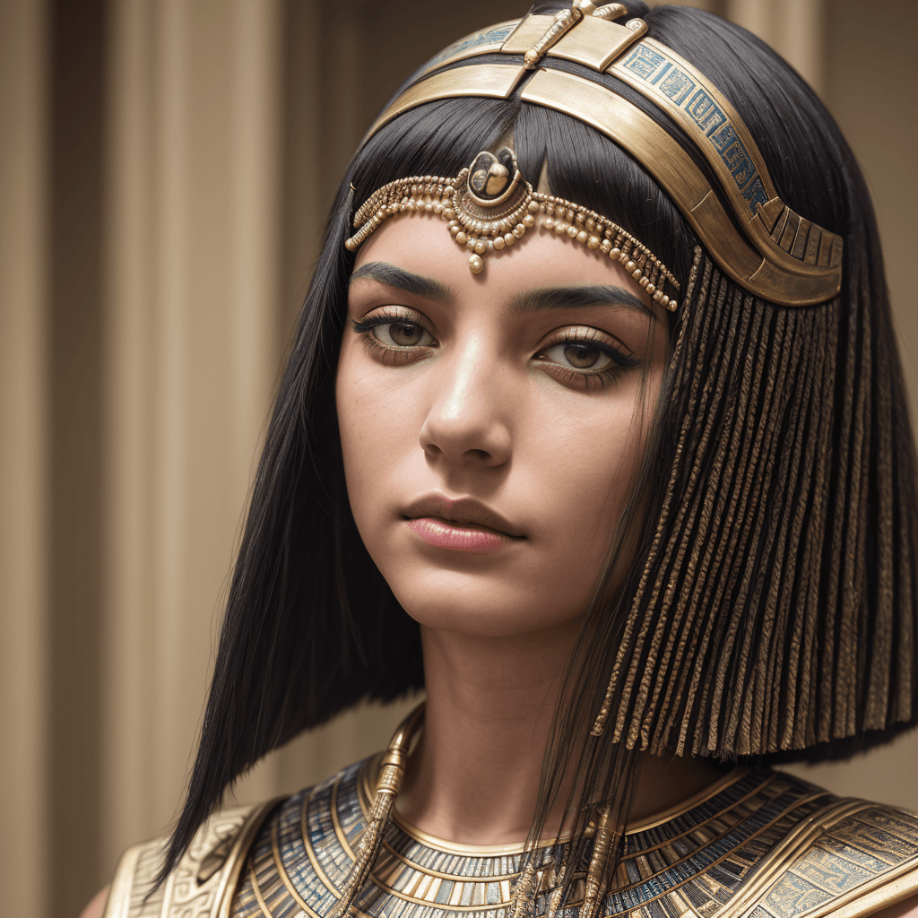 AI generated: Hyperrealistic art a beautiful woman from ancient egypt, egyptian bob cut hair, Extremely high-resol...