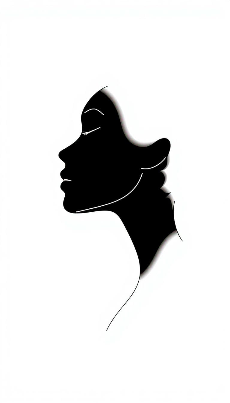 AI generated: black-thin-lines-that-form-the-outline-of-the-right-profile-of-a-black-womans-face-all-lines-Abstrac...