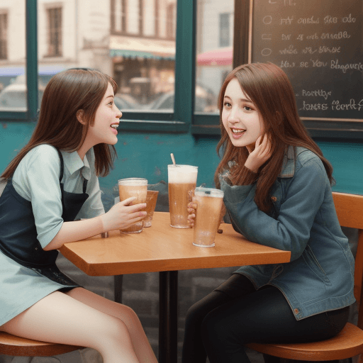 AI generated: girls talking at a cafe
