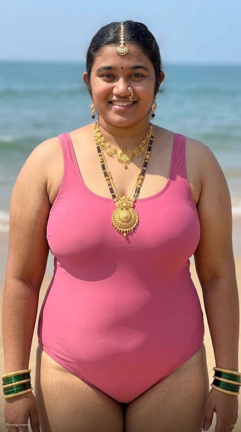 AI generated: She wear a pink colour swim suit 