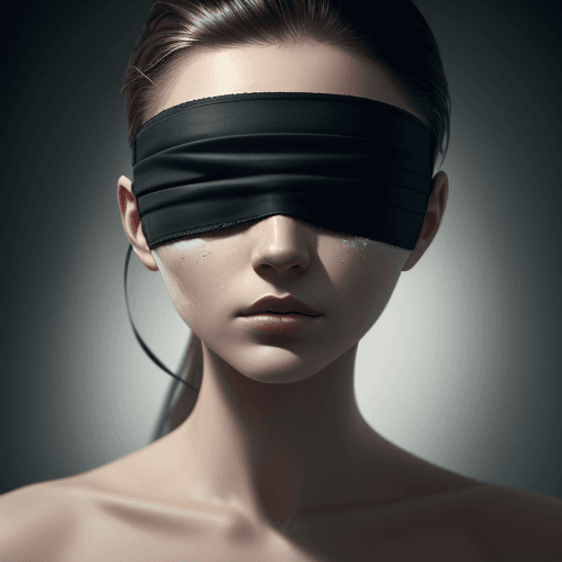 AI generated: a fine art cinematic photography portrait of a women, close up, blindfolded with a brushstroke, face...