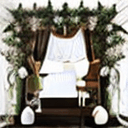AI generated: stone podium for jewelry and accessories with backdrop set with leaves and calathea orbifolia flower...