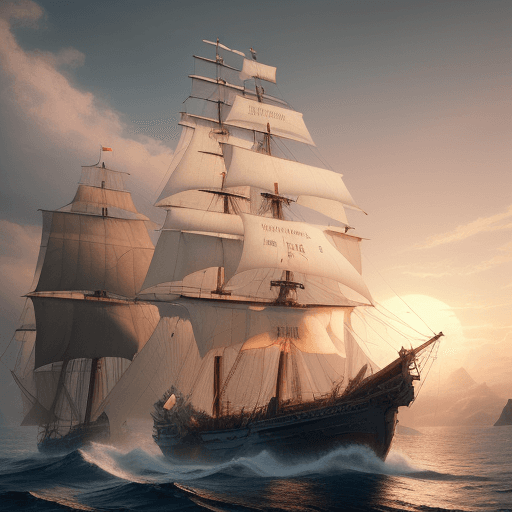 AI generated: Photo of a ultra realistic sailing ship, dramatic light, pale sunrise, cinematic lighting, battered,...