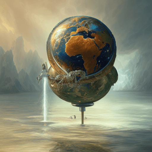 AI generated: mdjrny-v4 style photo of earth globe made up of angus steak, floating in white lab, intricate, highl...