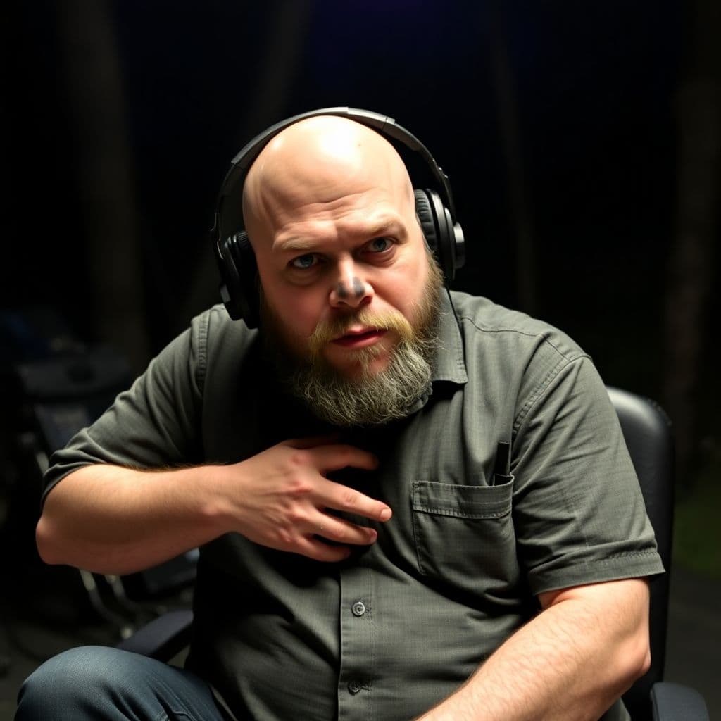 AI generated: Joe Rogan on set with a skinwalker, horror, unsettling, the shmiggle experience
