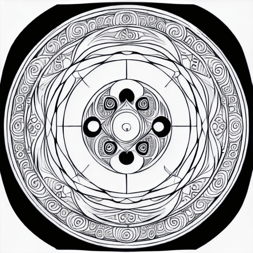 AI generated: yin yang mandala outline only lines no filling for coloring book
