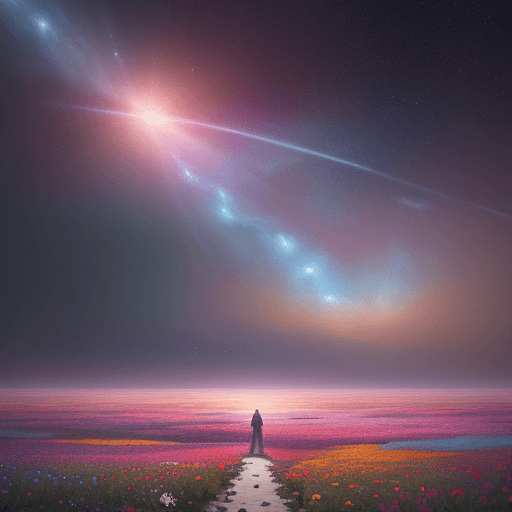 AI generated: A beautiful painting of a glorious place where love conquers all, the sky opens up to the great univ...