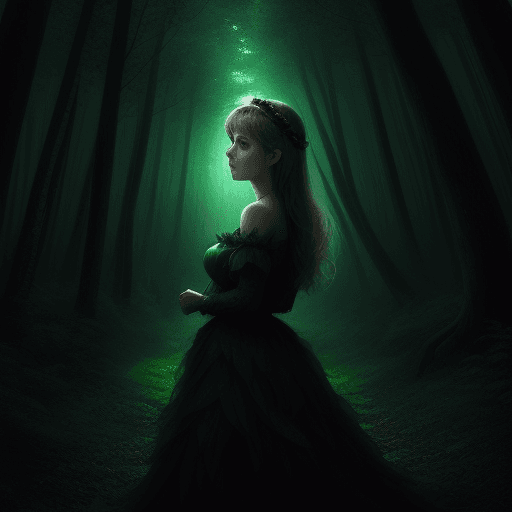 AI generated: A beautifull girl in the dark forest