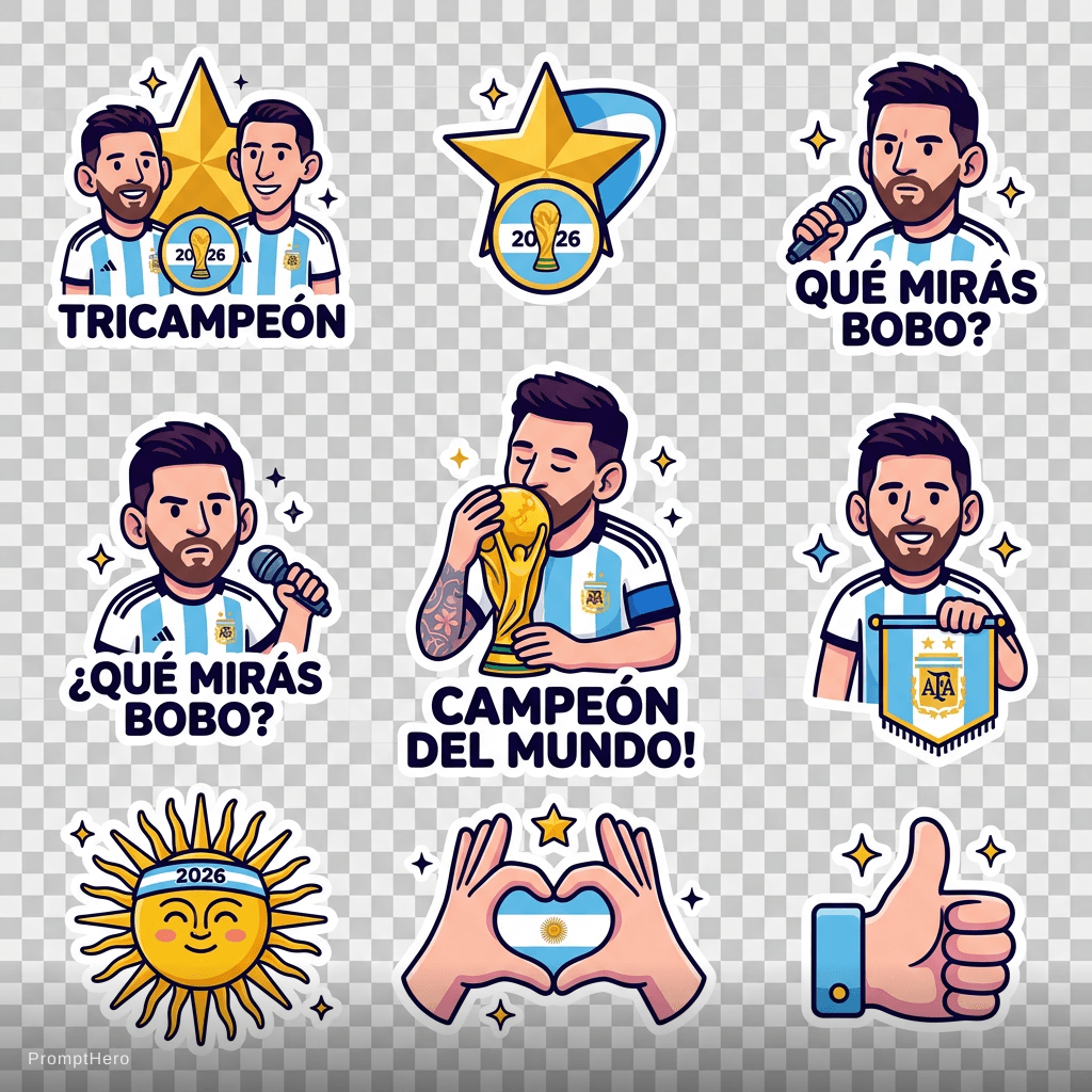 AI generated: Messi y Argentina mundial 2026 stickers