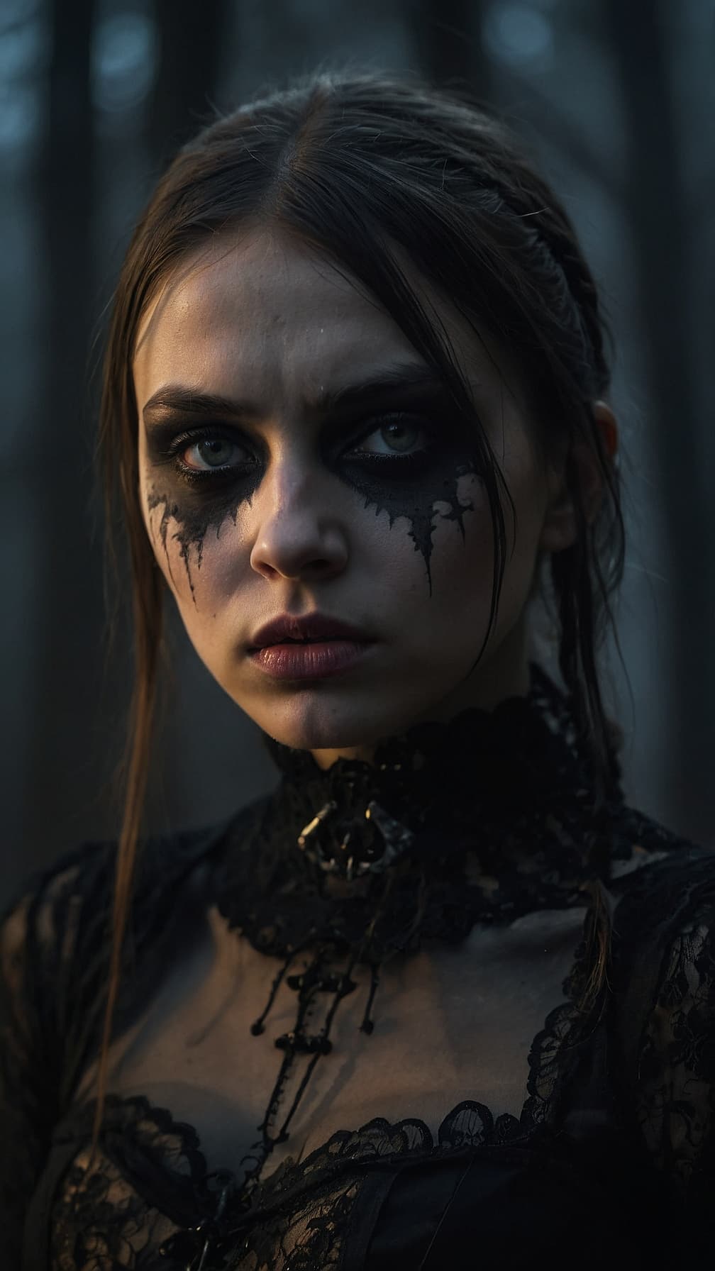 AI generated: gothic, 18 years old,disturbing scene,sexy,ultrarealistic,very high detailed,modelposition,dynamic l...