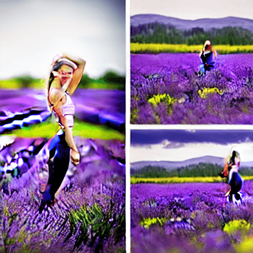 AI generated: (masterpiece, best quality:1. 4), solo, pov, stunning girlfriend, Running in a field of Lavenders
(s...