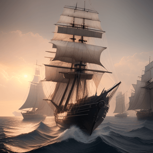 AI generated: Photo of a ultra realistic sailing ship, dramatic light, pale sunrise, cinematic lighting, battered,...