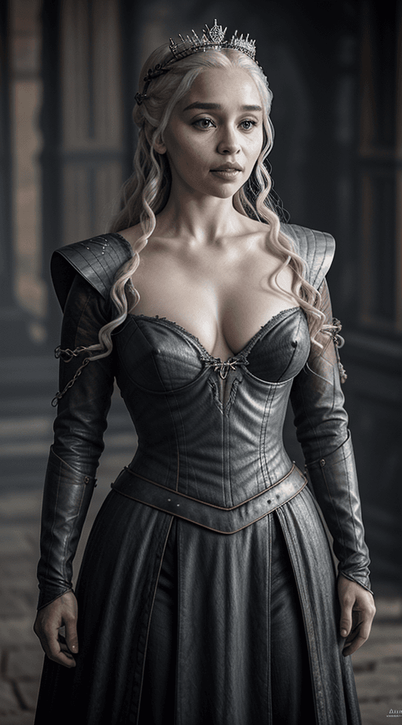 AI generated: Masterpiece, Daenerys Targaryen, gorgeous woman, queen, Queen-Queen, Princess of Dragonstone, black ...